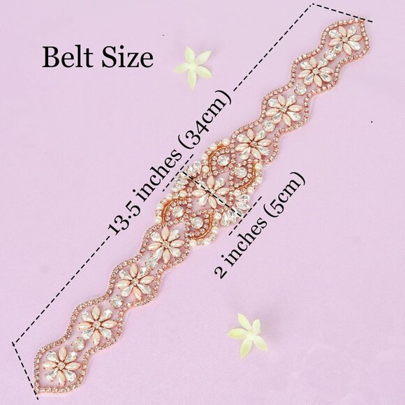 Bridal Crystal Pearl Wedding Sash Bead Trim Women Gowns Sash - Picture 3 of 7